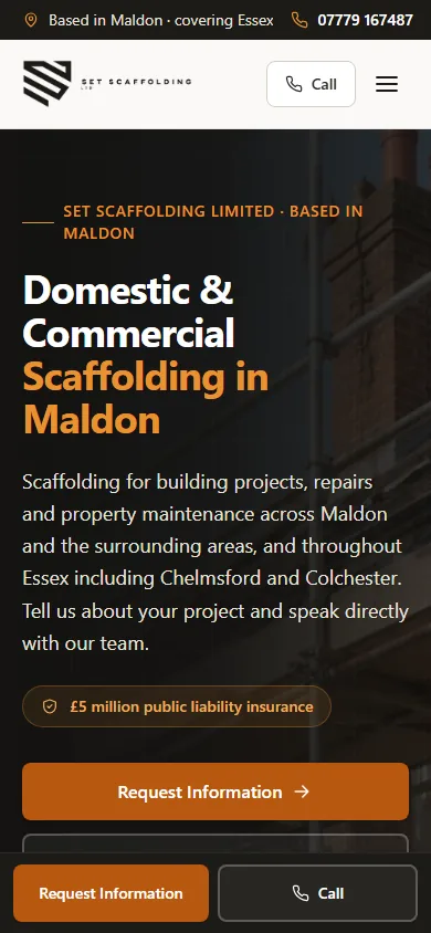 SET Scaffolding website, screen 4